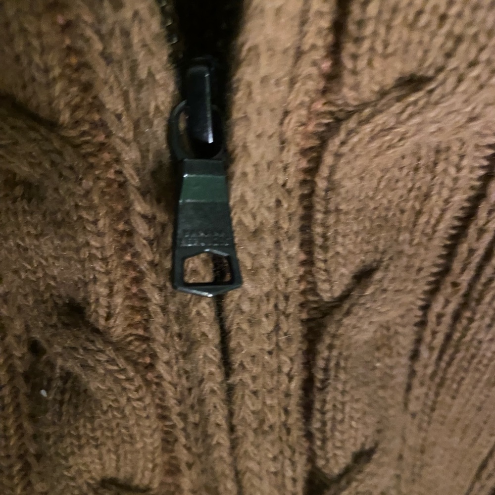 BANANA REPUBLIC MEN’s CHUNKY  YARN ZIPPED TAN CARDIGAN Sweater Lrg COZY - Picture 5 of 10